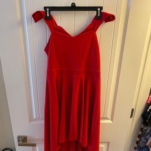 high low cap sleeve dress